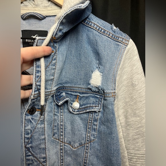 Hollister Epic Flex Denim Hooded Sweatshirt Unisex - Picture 5 of 15